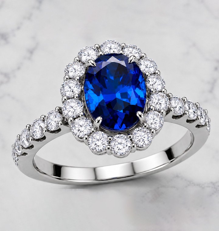 Sapphire halo ring render