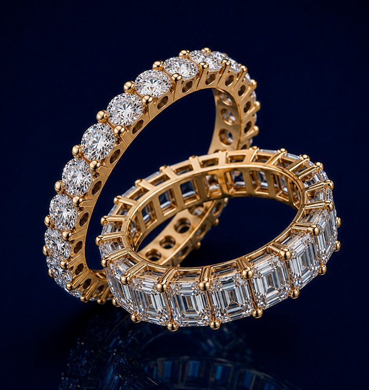 Stacked diamond ring rendering