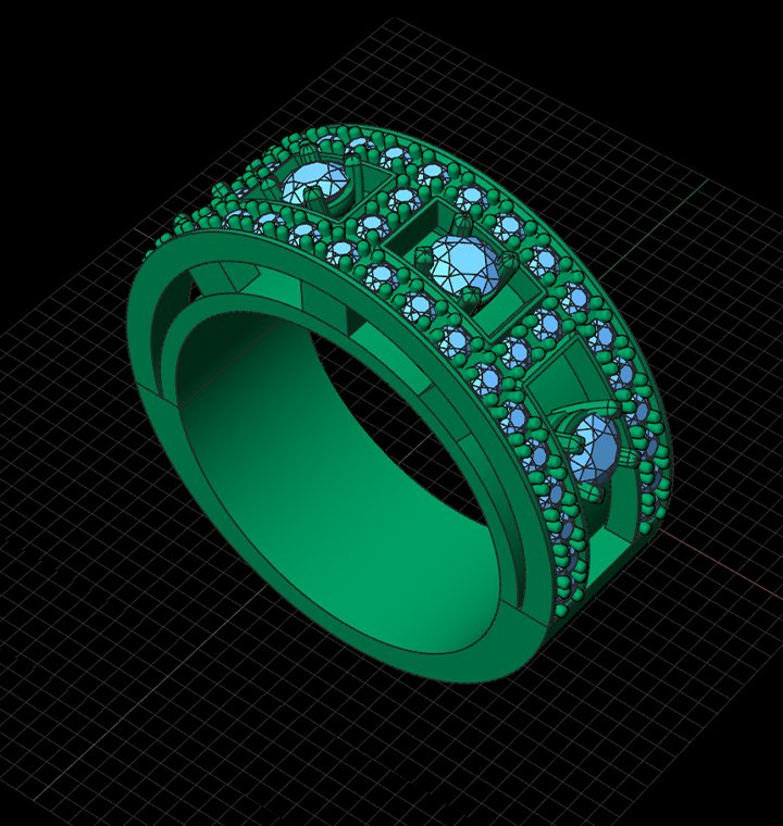 Green transparent CAD ring model